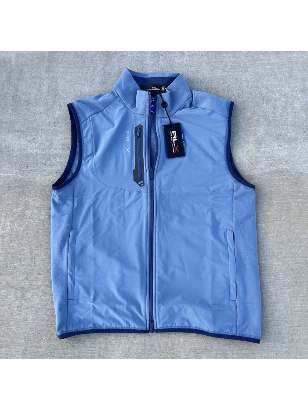 RLX Ralph Lauren Men's Paneled Stretch Terry Vest Golf Blue Size Medium NEW $168